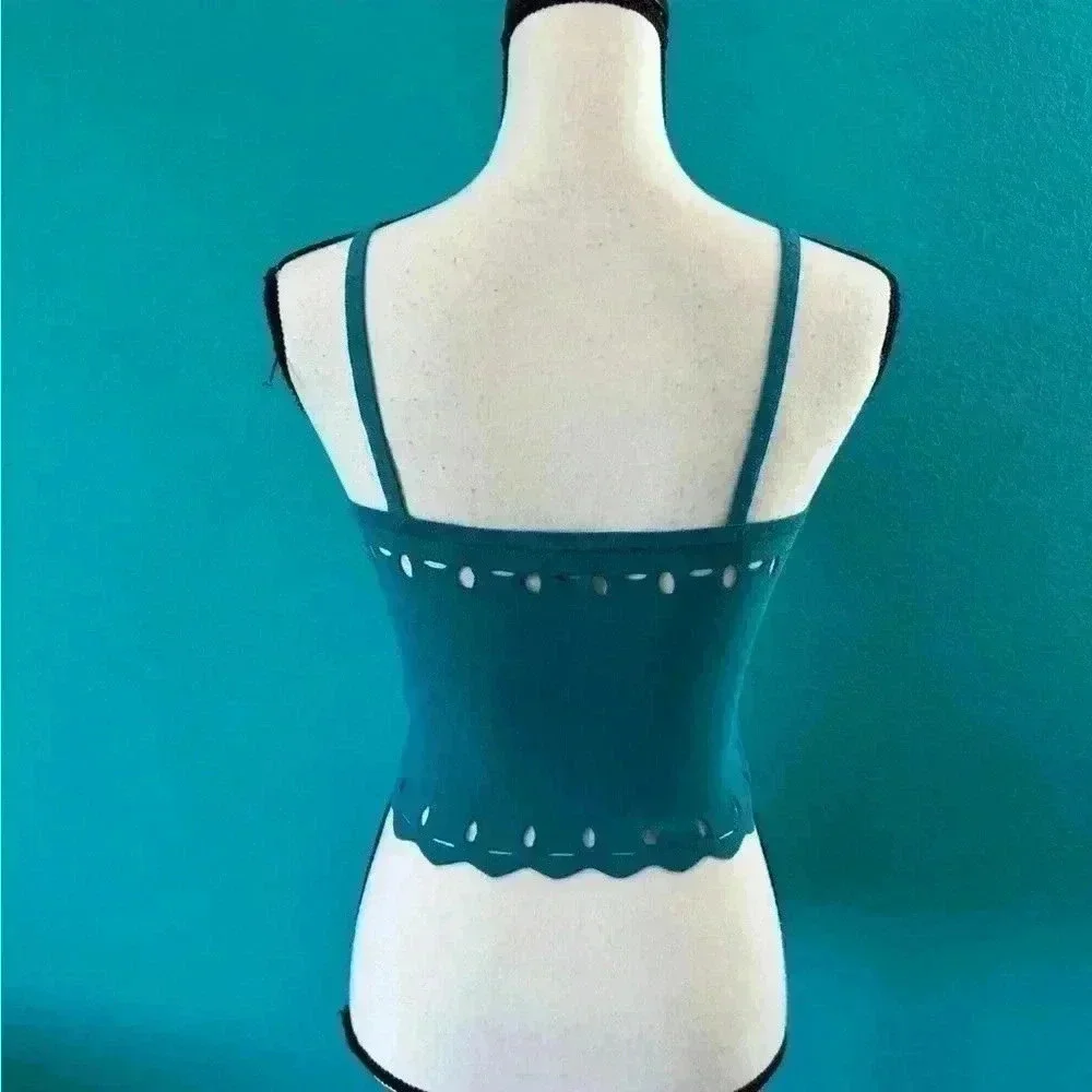 Sandro paris sparks knit crop top in blue blue turquoise in size 2 - Picture 2 of 6